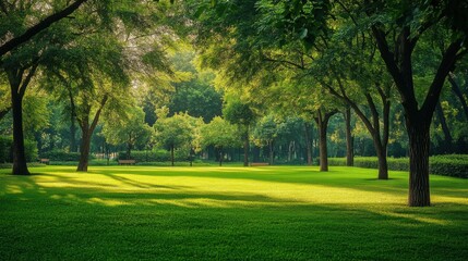 Fototapeta premium Promotion of urban green spaces and city parks, Reflecting environmental sustainability, photography style