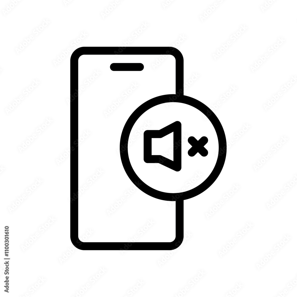 Poster silent phone icon Outline vector for web ui