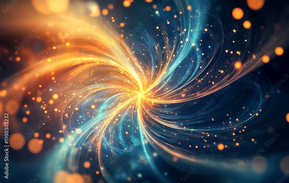 Poster Swirling patterns of blue and orange light create a mesmerizing abstract design in a cosmic display of energy