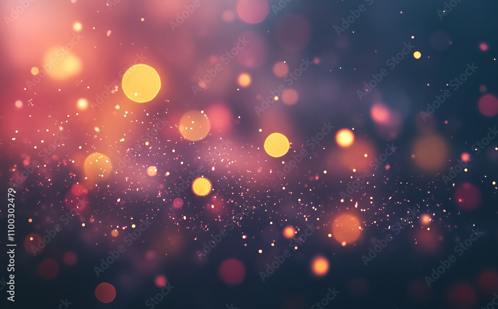 Poster Colorful bokeh lights create a magical atmosphere in a dreamy twilight setting
