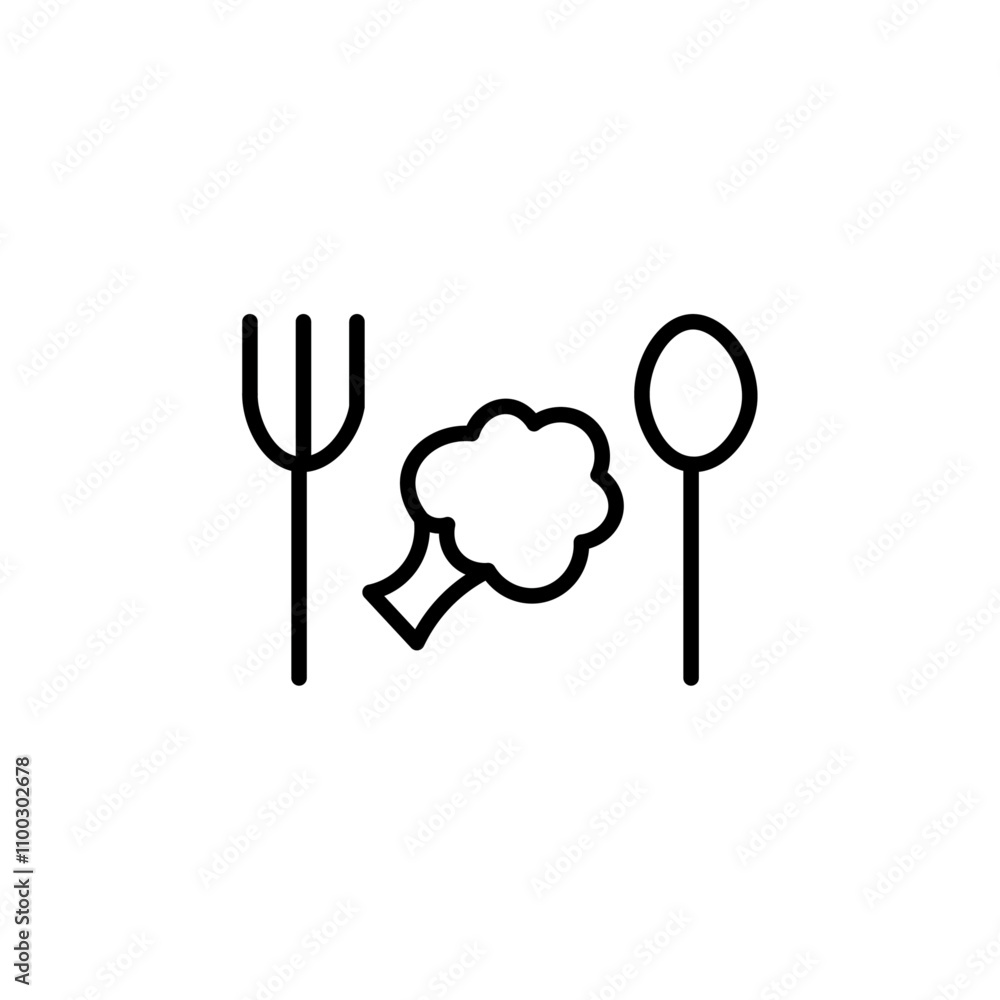 Poster vegetarian food icon outline vector for web ui