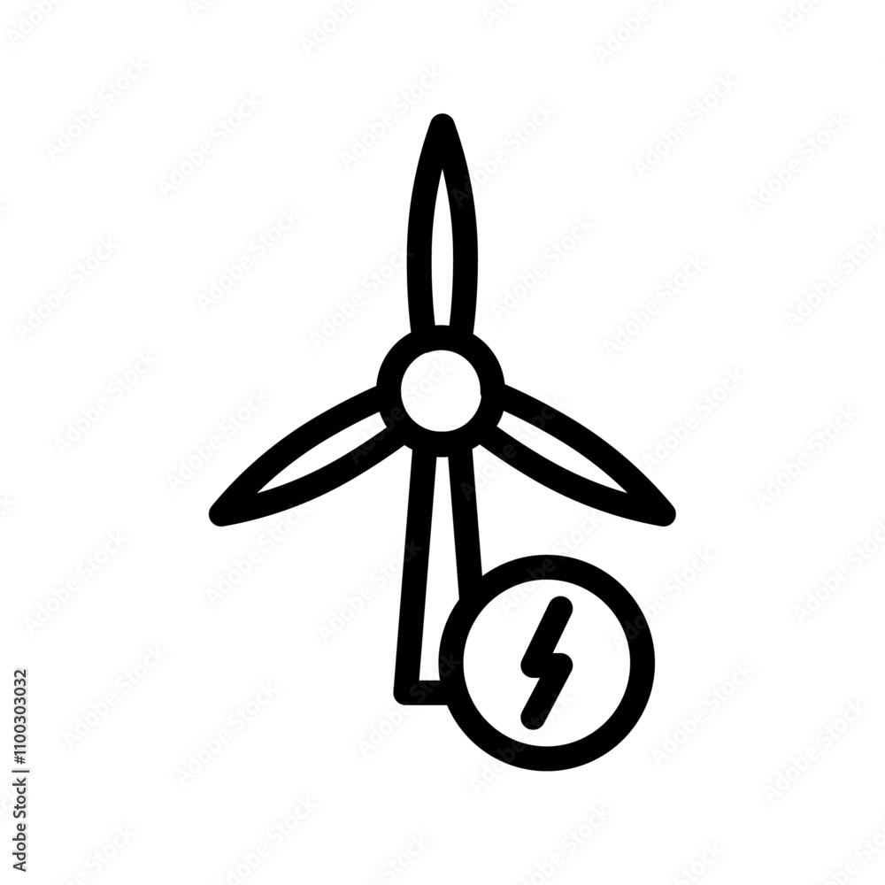 Poster wind power plant icon outline vector for web ui
