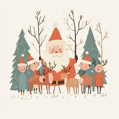 Fototapeta premium Cute Santa Claus character for Christmas holiday greeting card design.