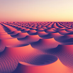 Fototapeta premium Layers of rippling gradients form hypnotic waves in serene desert landscape at sunset, creating meditative atmosphere