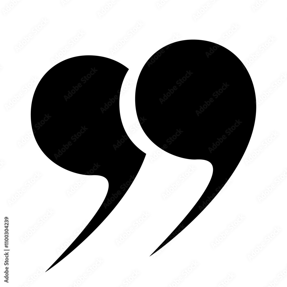 Fototapete quotation marks, a set of isolated black vector icons in the form of circular quotation marks on a w