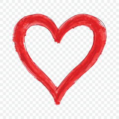 Obraz premium vector watercolor red heart drawn by hand isolated on transparent background. Valentine's Day decorations. Love