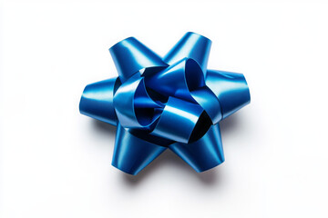 blue gift bow isolated on white background for design