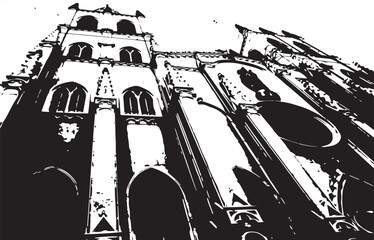 church in black and white