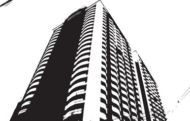 skyscrapers in black and white