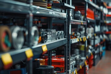 Close up of shelves in an auto parts store