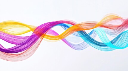 Symbolic depiction of inclusion with a dynamic swirl of multicolored threads weaving together to form a cohesive design in a minimalist setting, Photo of