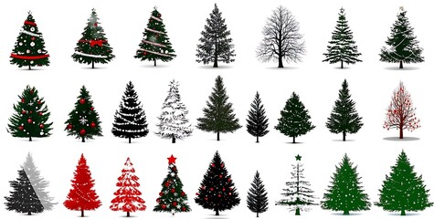 Obraz premium A Group of Beautifully Decorated Christmas Trees.