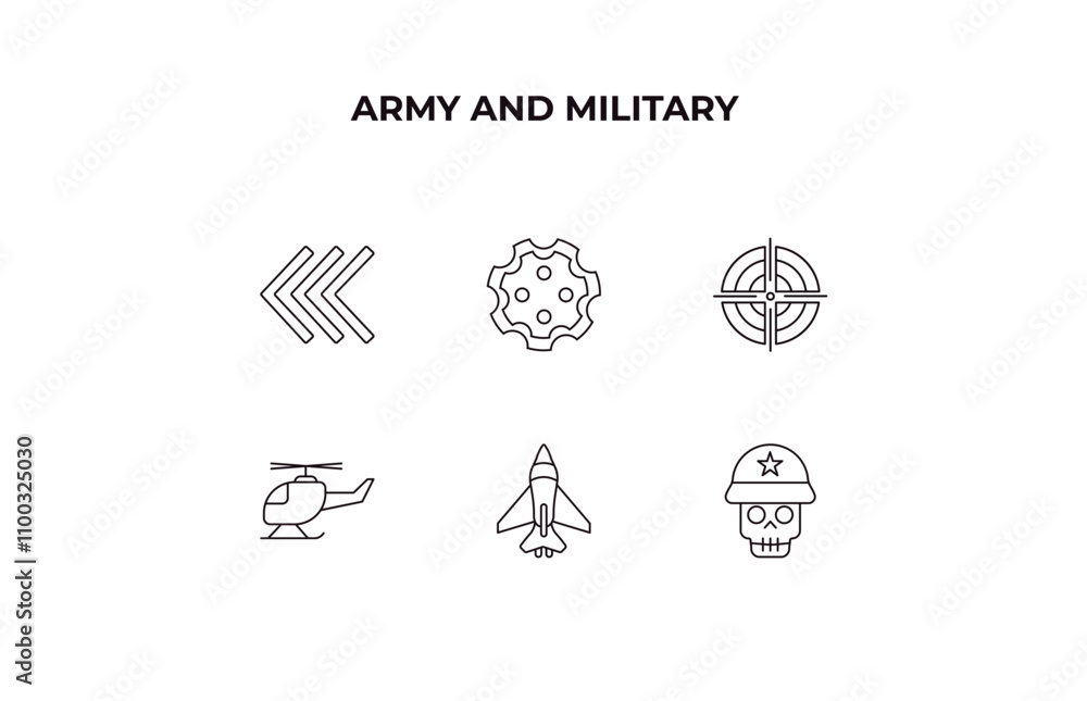 Aufkleber fully editable outline icon collection from army and military concept. thin line icons set such as c