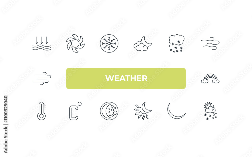 Aufkleber fully editable outline icon collection from weather concept. thin line icons set such as atmospheric