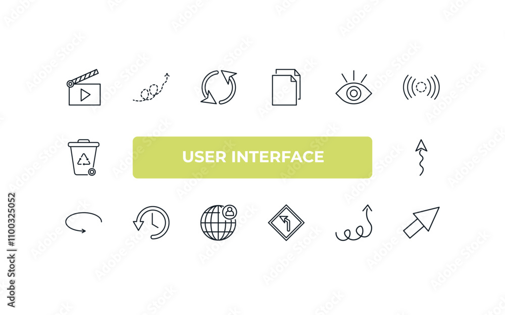 Poster fully editable outline icon collection from user interface concept. thin line icons set such as movi