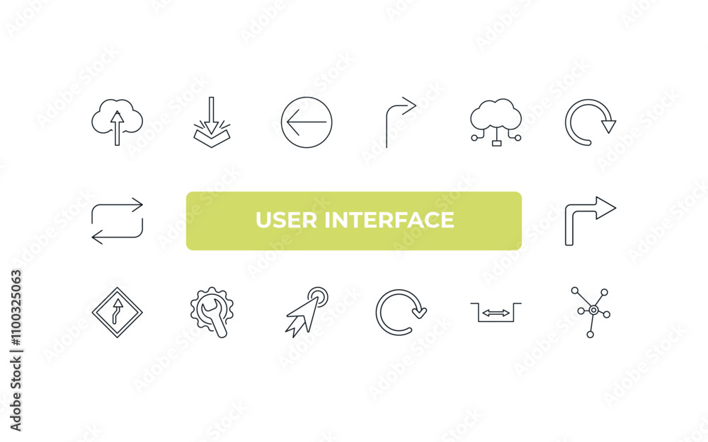 Aufkleber fully editable outline icon collection from user interface concept. thin line icons set such as clou
