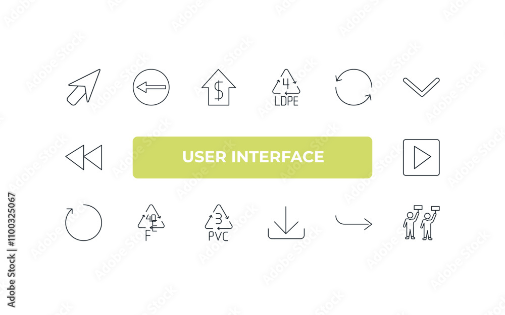 Poster fully editable outline icon collection from user interface concept. thin line icons set such as mous