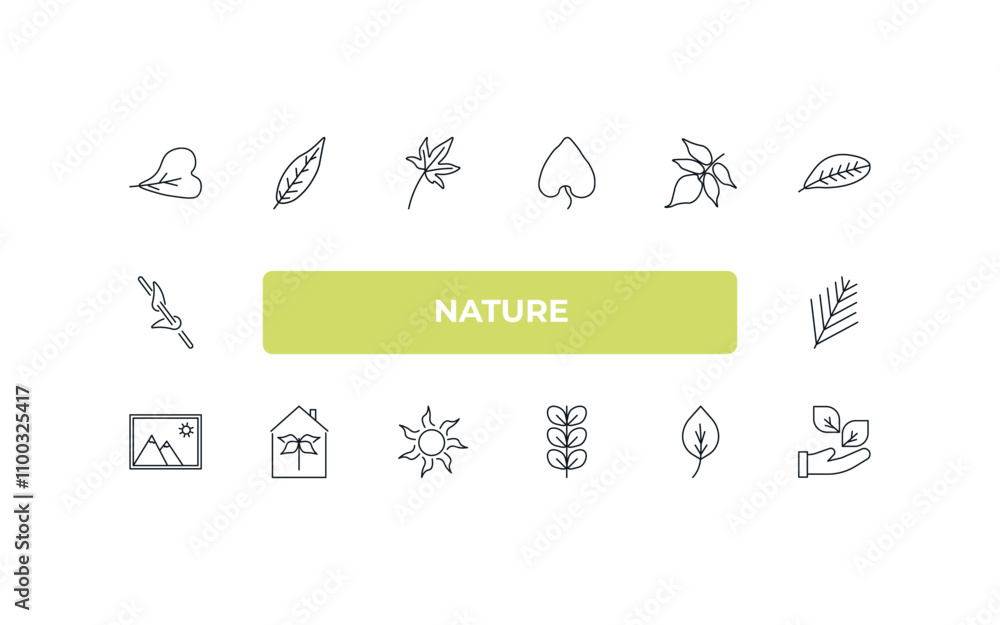 Aufkleber fully editable outline icon collection from nature concept. thin line icons set such as obcordate, l