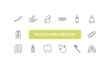 fully editable outline icon collection from health and medical concept. thin line icons set such as sperm, spermatozoon, punching bag, tooth brush, lung,