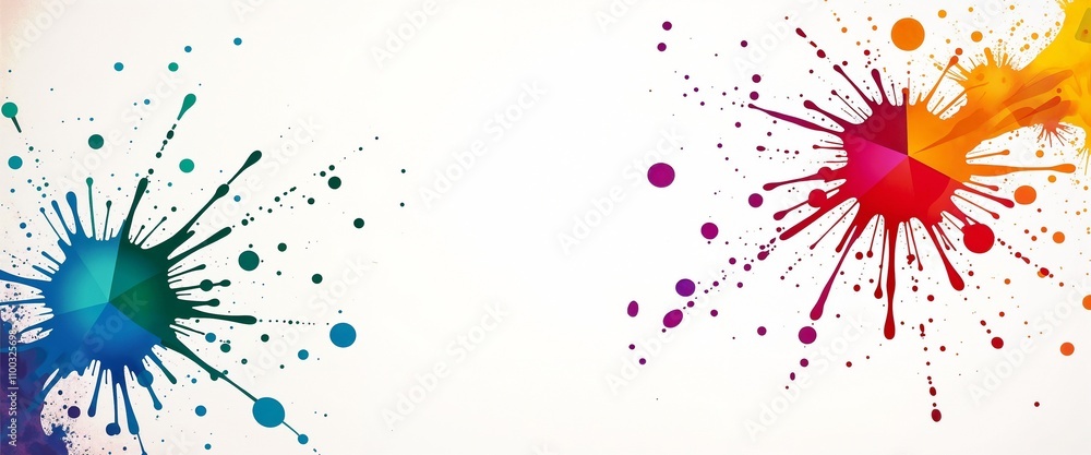 Poster abstract background with colorful paint splashes on a light backdrop