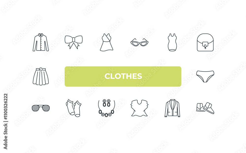 Poster fully editable outline icon collection from clothes concept. thin line icons set such as formal shir