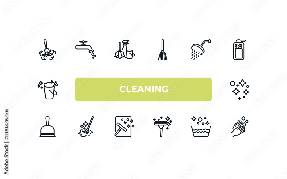 Aufkleber fully editable outline icon collection from cleaning concept. thin line icons set such as duster, fa