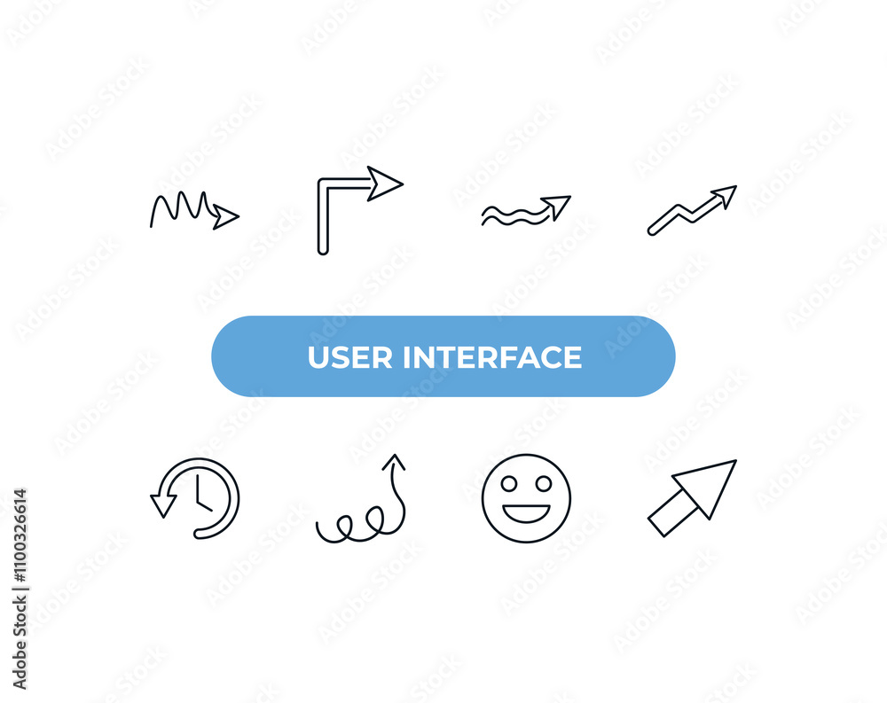Poster fully editable outline icon collection from user interface concept. thin line icons set such as scri
