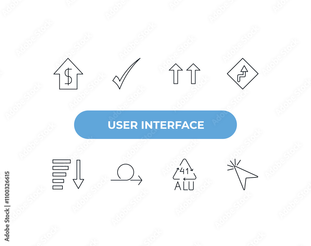 Poster fully editable outline icon collection from user interface concept. thin line icons set such as hous
