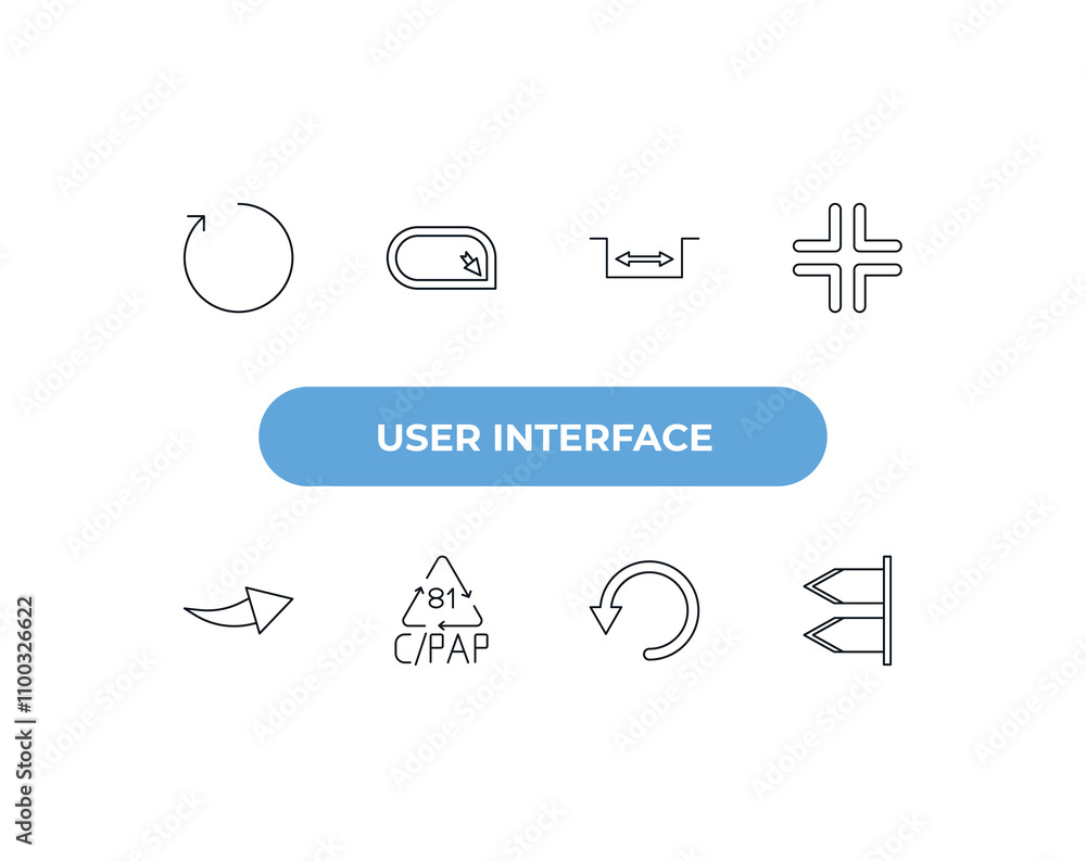 Poster fully editable outline icon collection from user interface concept. thin line icons set such as rest