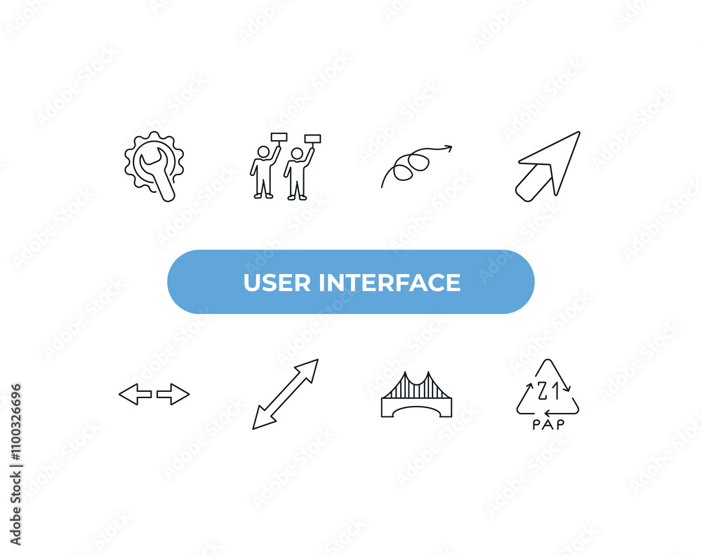Poster fully editable outline icon collection from user interface concept. thin line icons set such as mech