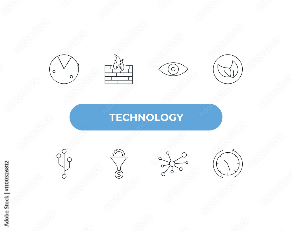 Aufkleber fully editable outline icon collection from technology concept. thin line icons set such as radar sw
