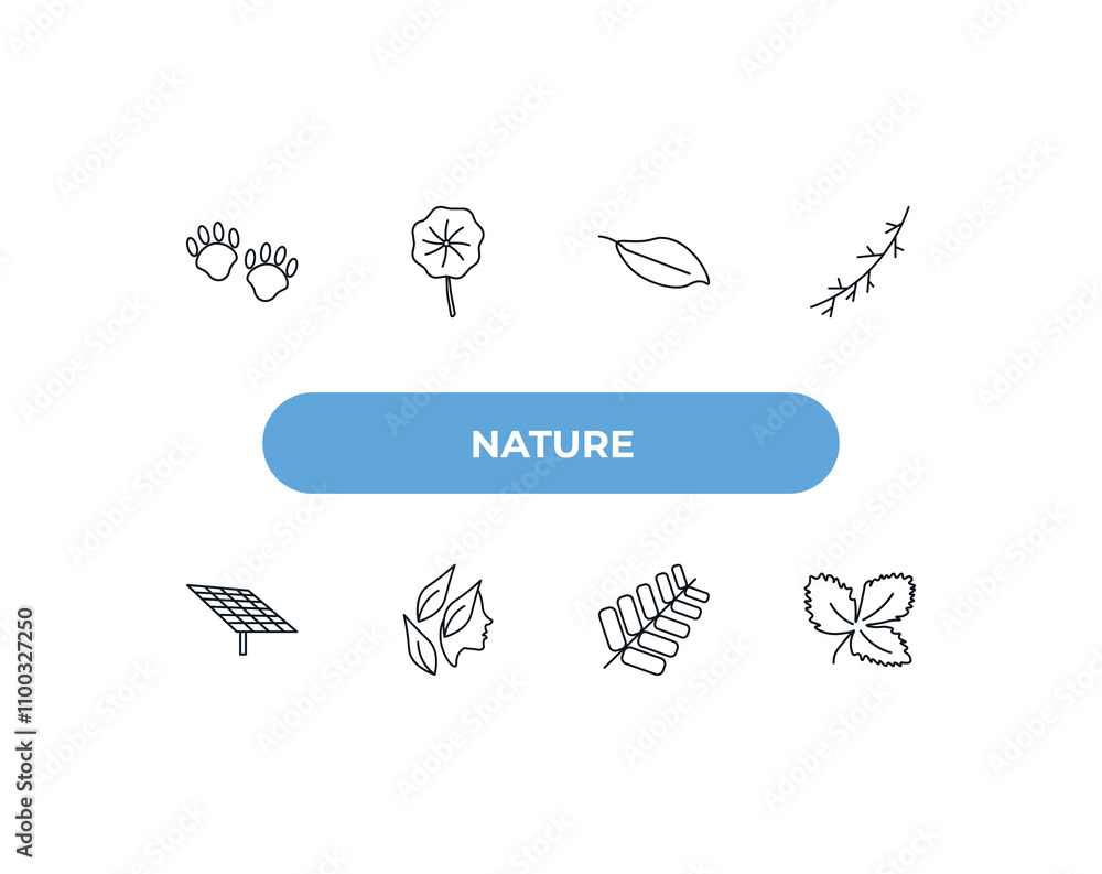 Poster fully editable outline icon collection from nature concept. thin line icons set such as four toe foo