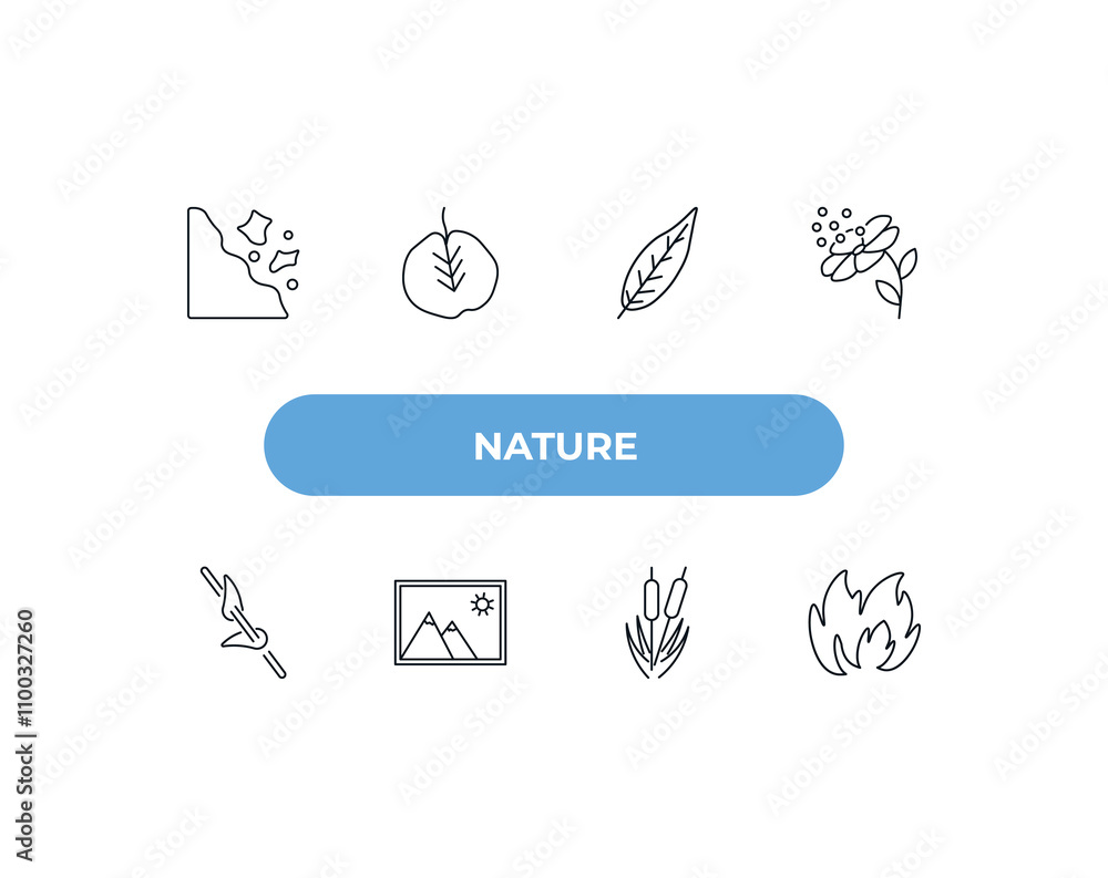 Poster fully editable outline icon collection from nature concept. thin line icons set such as falling debr