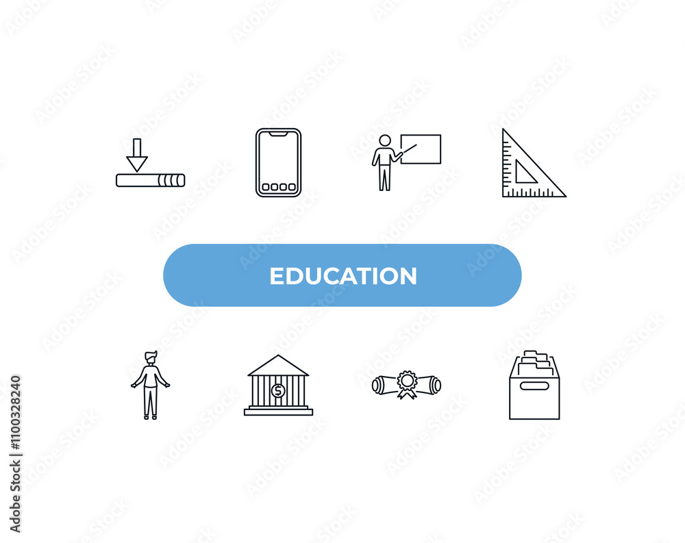 Poster fully editable outline icon collection from education concept. thin line icons set such as window sc