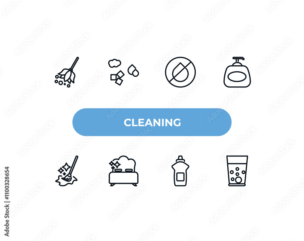 Aufkleber fully editable outline icon collection from cleaning concept. thin line icons set such as feather du