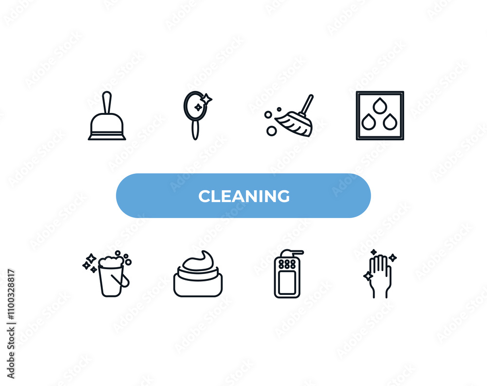Aufkleber fully editable outline icon collection from cleaning concept. thin line icons set such as dustpan cl