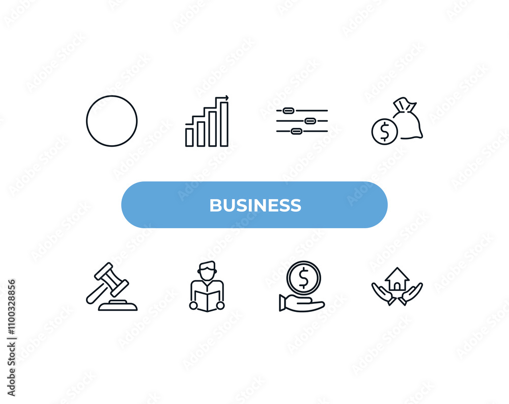 Poster fully editable outline icon collection from business concept. thin line icons set such as full circl