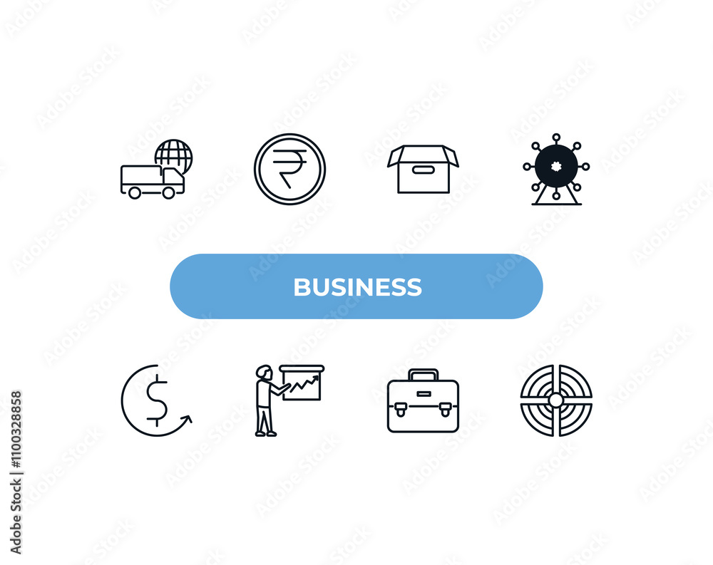Poster fully editable outline icon collection from business concept. thin line icons set such as logistic, 