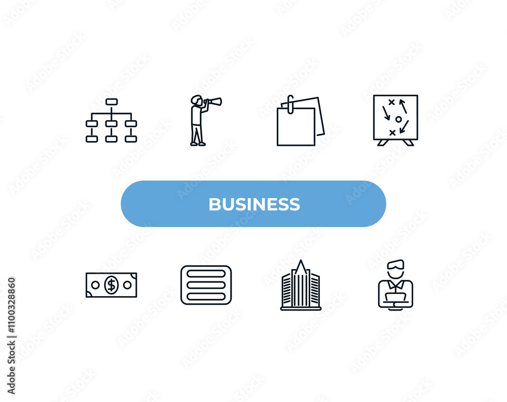 Poster fully editable outline icon collection from business concept. thin line icons set such as hierarchic