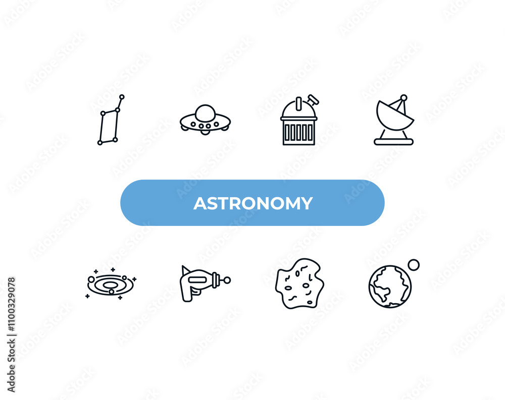 Aufkleber fully editable outline icon collection from astronomy concept. thin line icons set such as lyra cons
