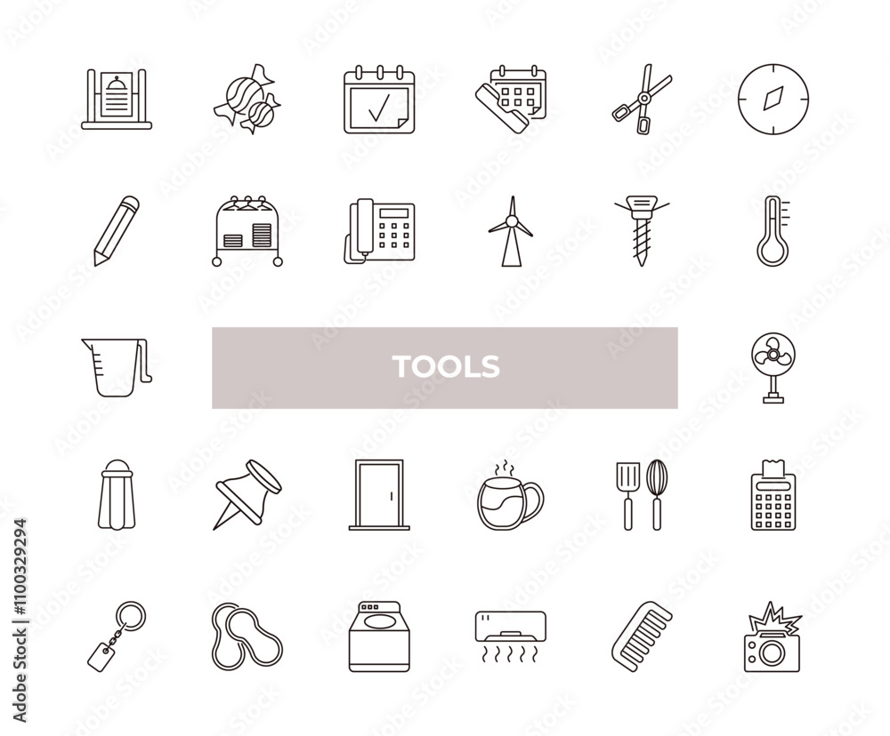 Poster fully editable outline icon collection from tools concept. thin line icons set such as daily special
