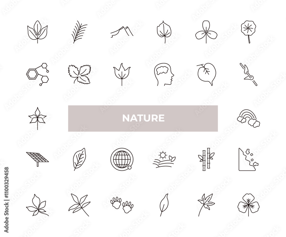 Aufkleber fully editable outline icon collection from nature concept. thin line icons set such as sassafras le