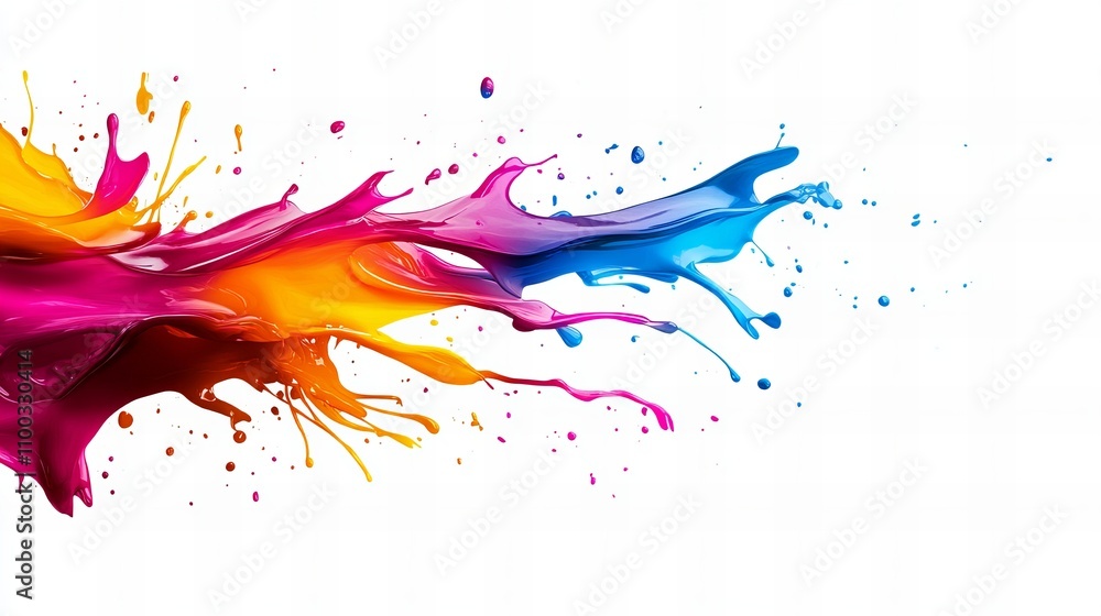 Poster vibrant splash of multicolored paint creating a dynamic and artistic effect.