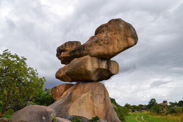 Naturally occurring balancing rocks in Epworth, outside Harare, Zimbabwe, 