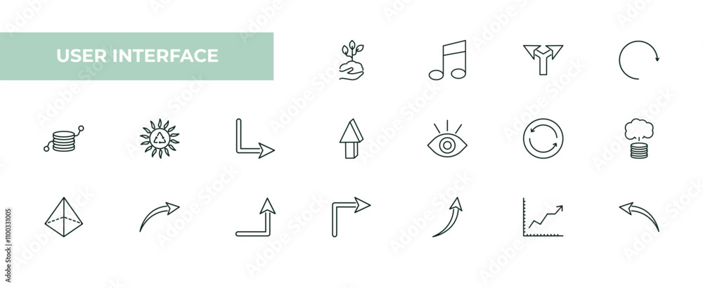 Poster fully editable outline icon collection from user interface concept. thin line icons set such as hand