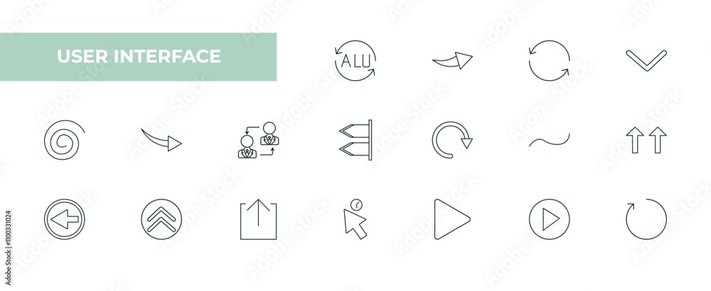 Poster fully editable outline icon collection from user interface concept. thin line icons set such as alu,