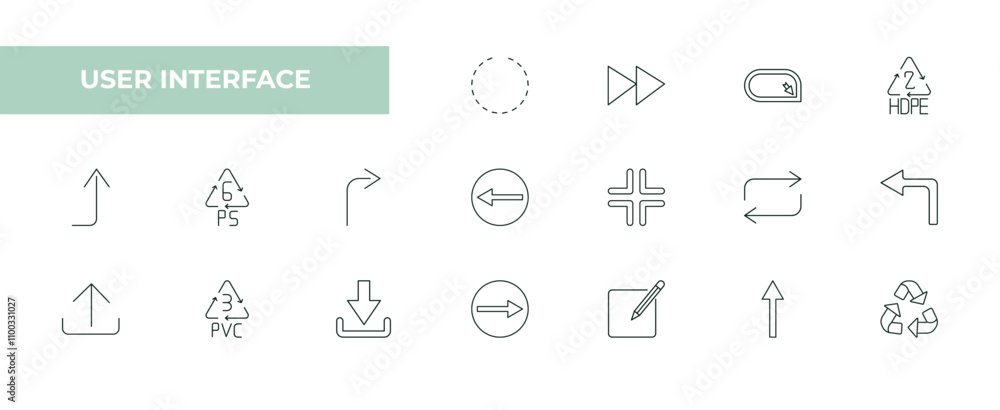 Poster fully editable outline icon collection from user interface concept. thin line icons set such as sele