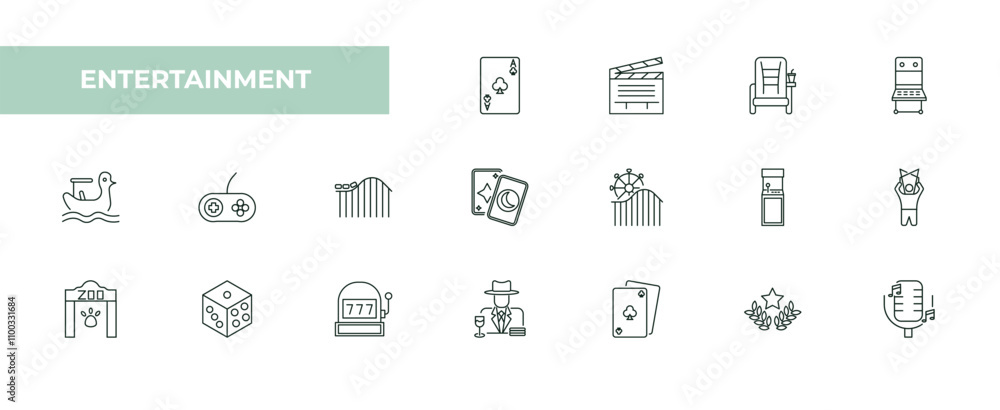 Aufkleber fully editable outline icon collection from entertainment concept. thin line icons set such as ace o