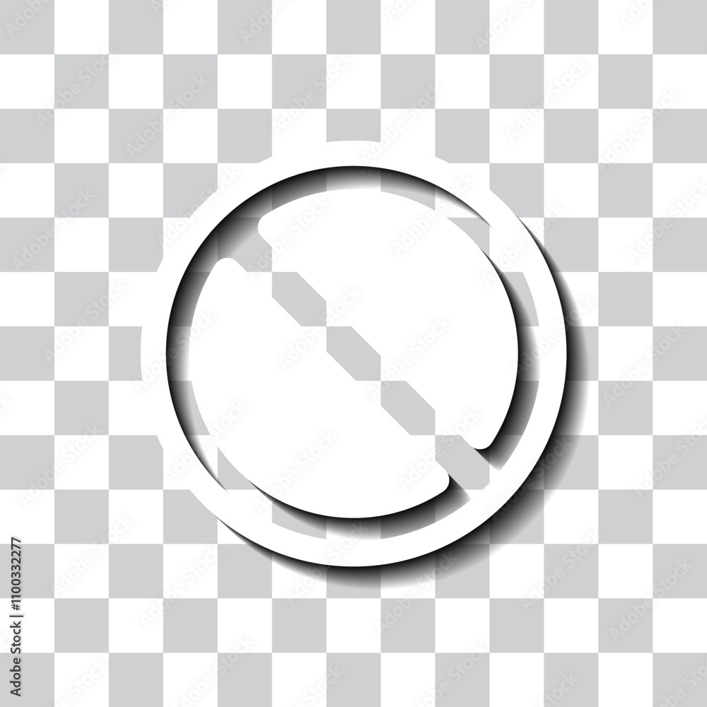 Poster stop vector simple icon. flat design. white with shadow on transparent grid