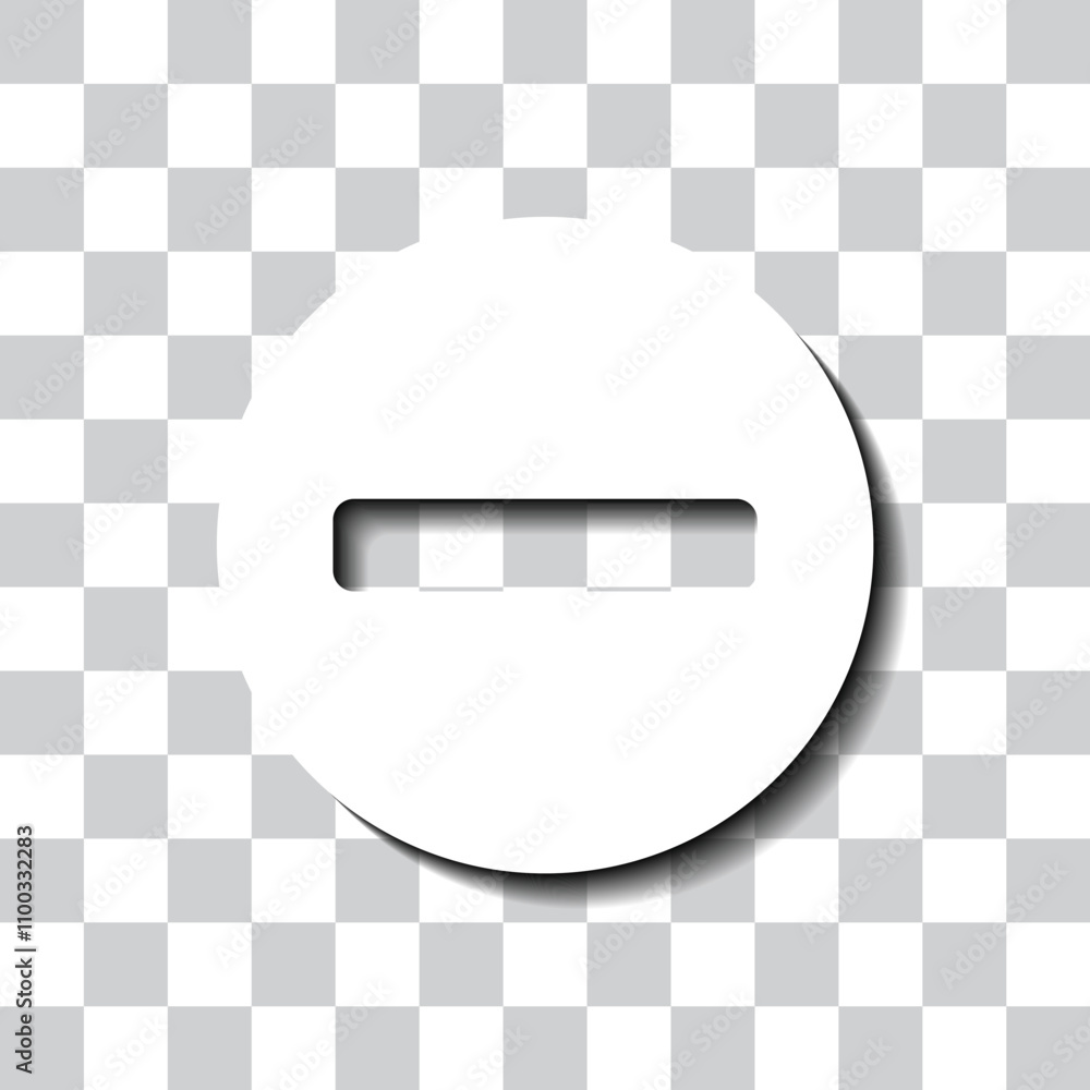 Poster stop simple icon, vector. flat design. white with shadow on transparent grid